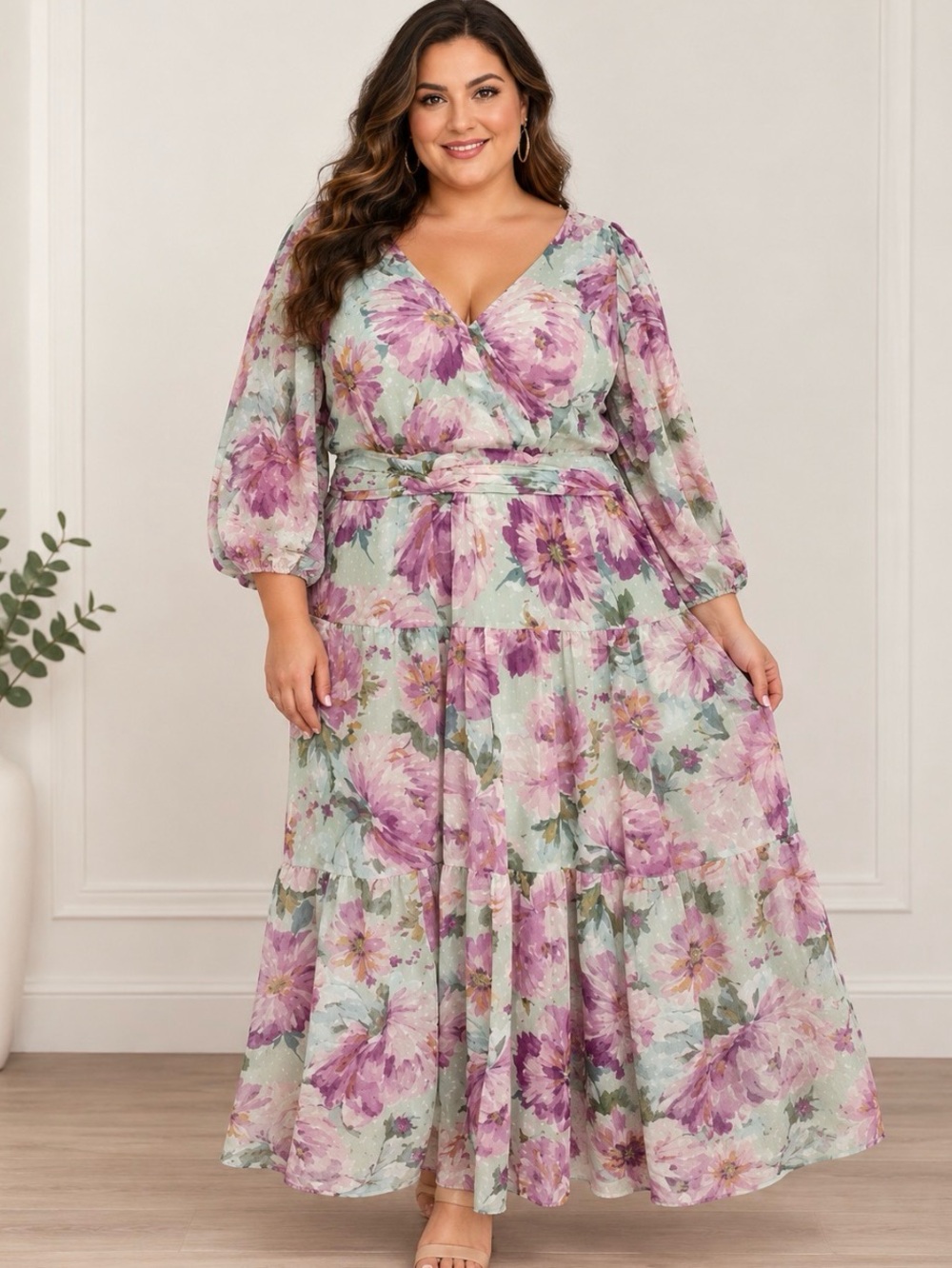 Danny & Nicole Floral Maxi Dress 18W Boho Cottagecore vacation wedding travel